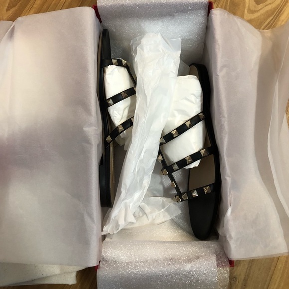 Valentino Rockstud Slide Sandal Black Leather - Picture 5 of 8